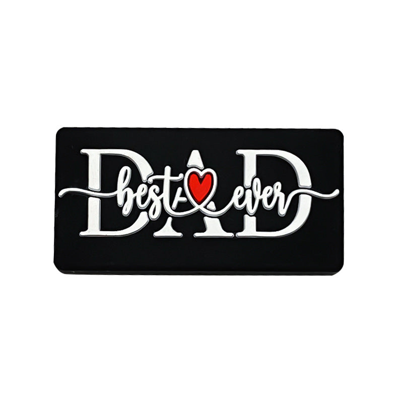 Wholesale 10pcs Cartoon glue love DAD or MOM black and white rectangular silicone beads